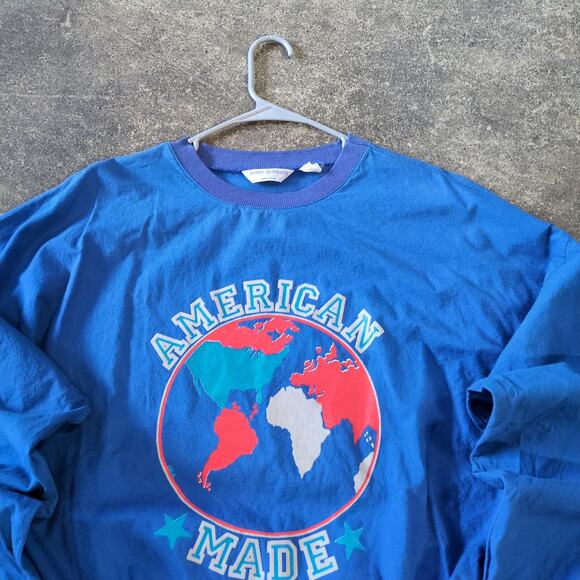 Vintage 80s American Made Sweatshirt Mens L Blue Marc Daniels Light Sweater USA - Picture 2 of 8